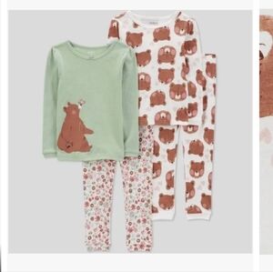 Carter's Just One You Toddler Girls 4pc Long sleeves Bears PJ set